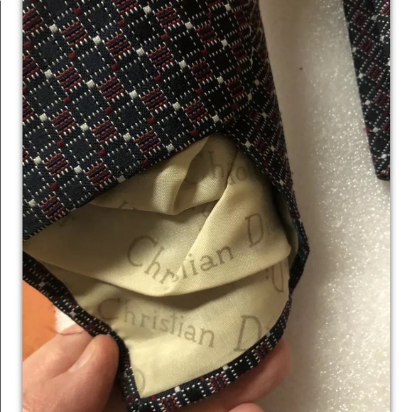 Christian Dior Necktie Men's Tie 4" True Vintage Navy Red White Diagonal retro - Picture 2 of 8